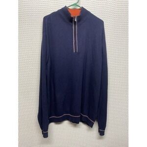 The Field Navy Blue 1/4 Zip MockNeck Sweater Men 2XL Turkey Wool/Viscose/Cashmer